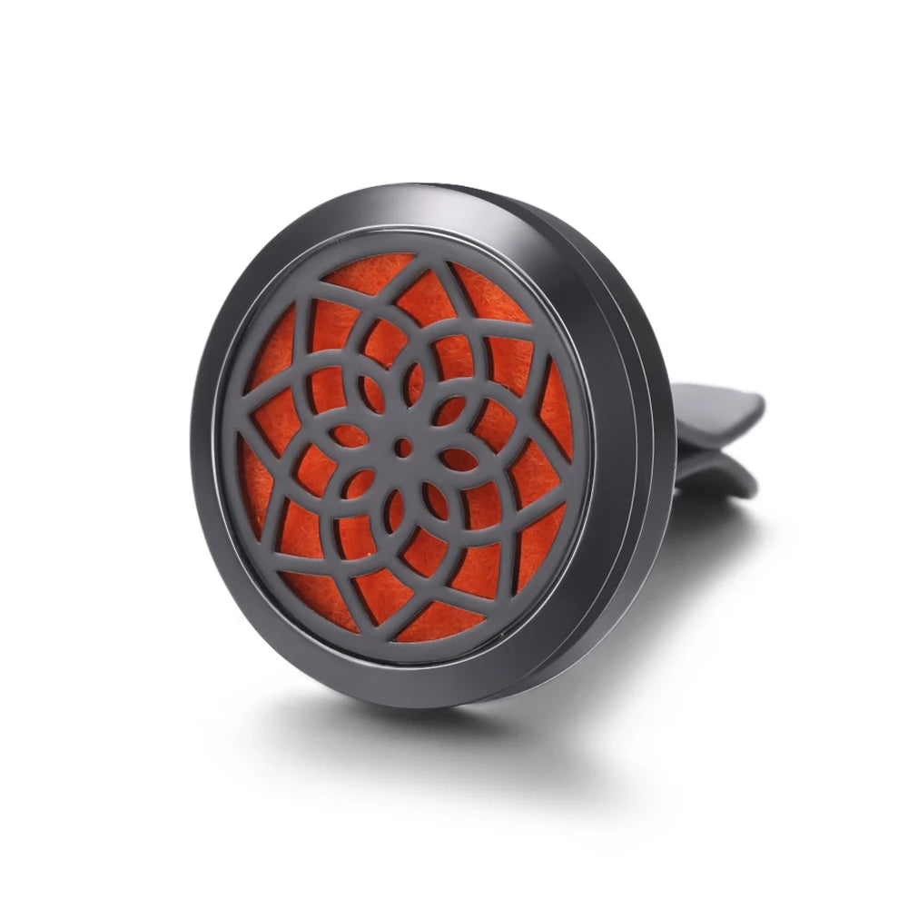 All-Black Tree of Life Car Air Freshener – Stainless Steel Aromatherapy Essential Oil Diffuser Locket Pendant