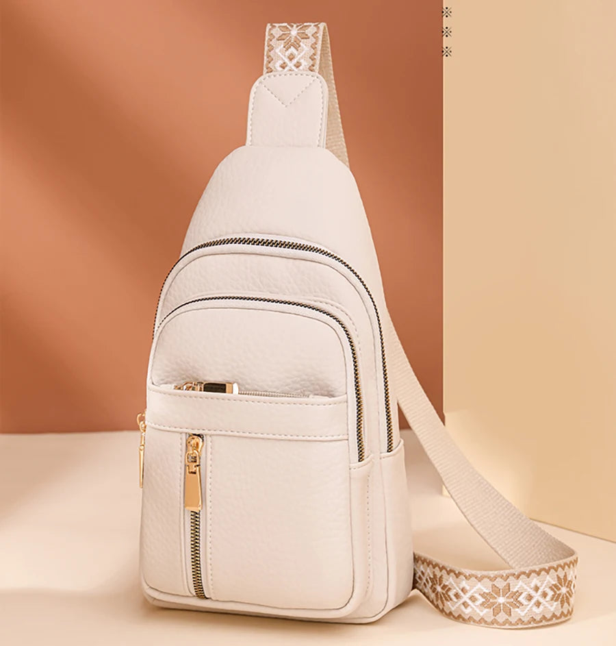 2024 New Women's PU Leather Chest Bag – Fashion Crossbody Shoulder Bag, High-Quality Casual Sac à Main