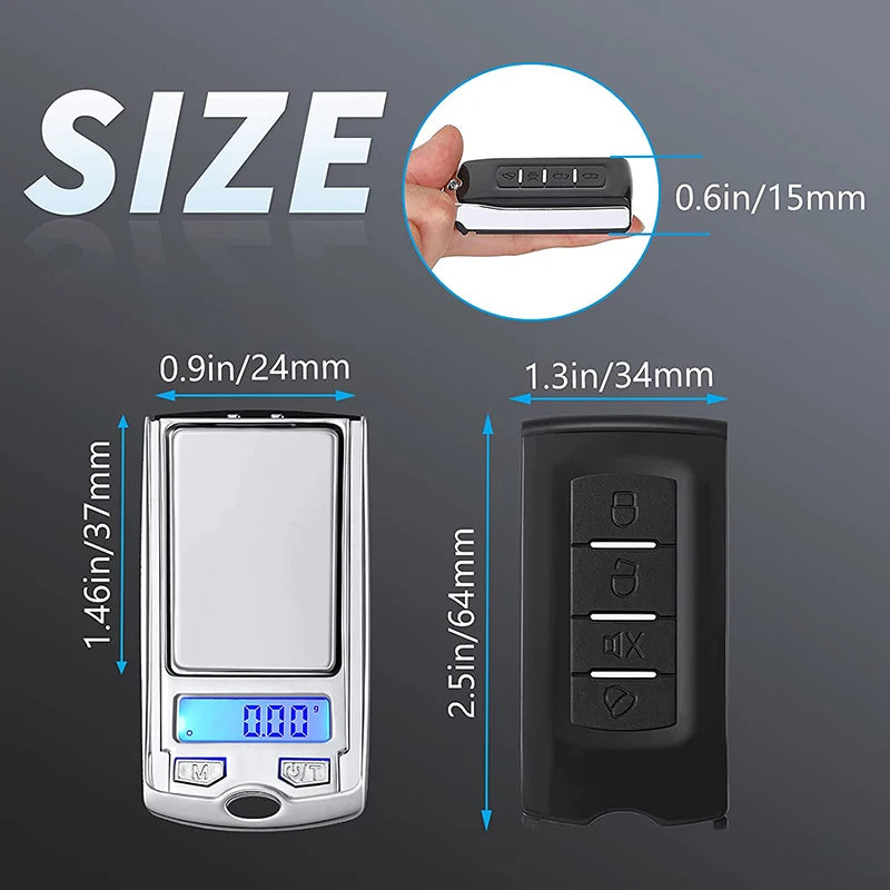 1Pcs Precision Portable Car Key Shape Mini Digital Pocket Gram Scale - 200g/100g Capacity, 0.01g Accuracy, LCD Display, Batteries Included