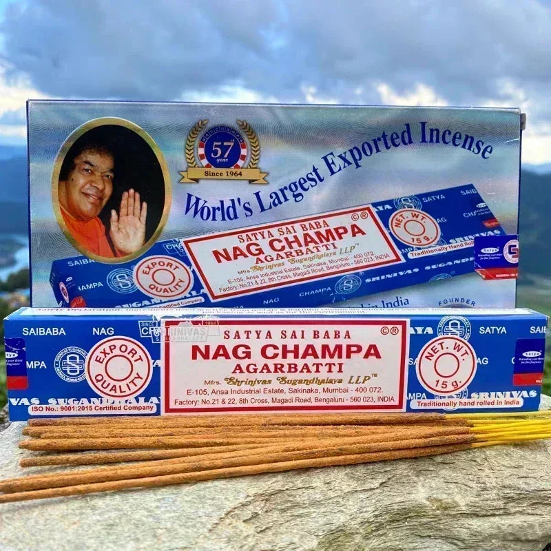5BOX NAG Champa Indian Incense Set – Satya Handmade Sticks with 6 Aromatic Scents for Home & Meditation