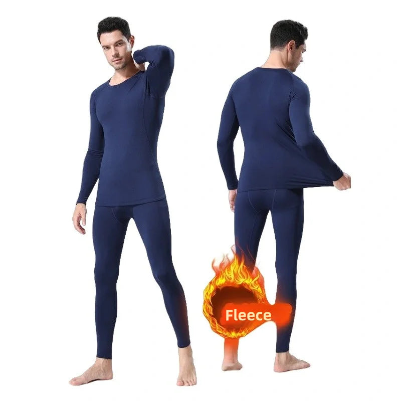 Winter Men's Thermal Underwear – Fleece Compression Tights & Warm Long Pants (3XL)