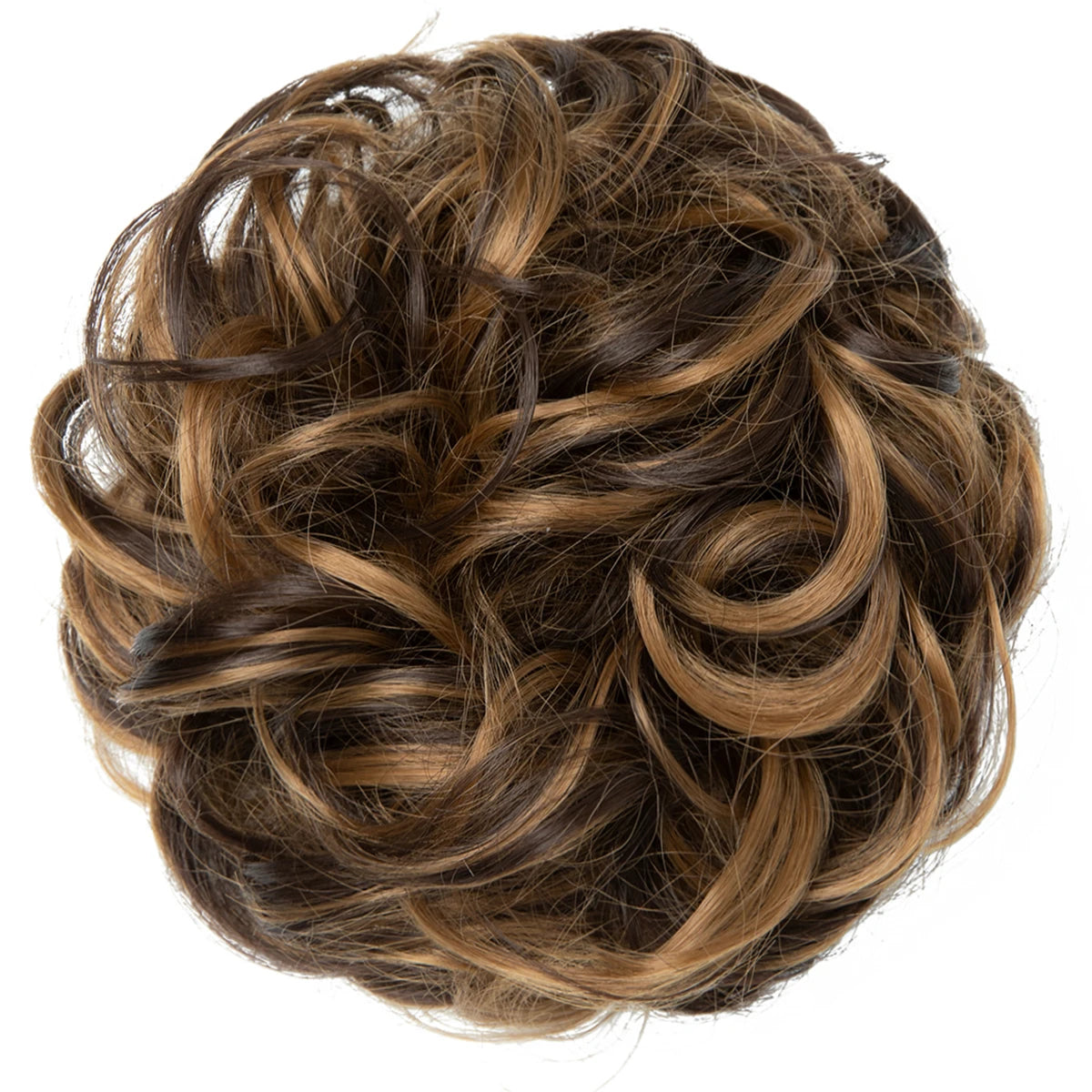 Synthetic Messy Hairpiece Chignon Scrunchie – Blonde & Brown Donut Bun for Women, Elastic Daily Use Hair Extension H9