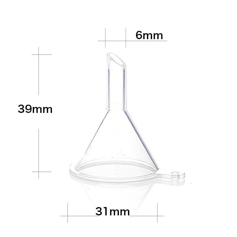 10-Piece Mini Plastic Funnels — Small Funnels for Essential Oil Bottles, Empty Lip Gloss Tubes, Perfume Bottles