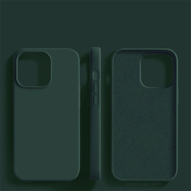 Original Liquid Silicone iPhone Case - Shockproof Soft Back Cover for iPhone 15, 14, 13, 12, 11 Pro Max & More