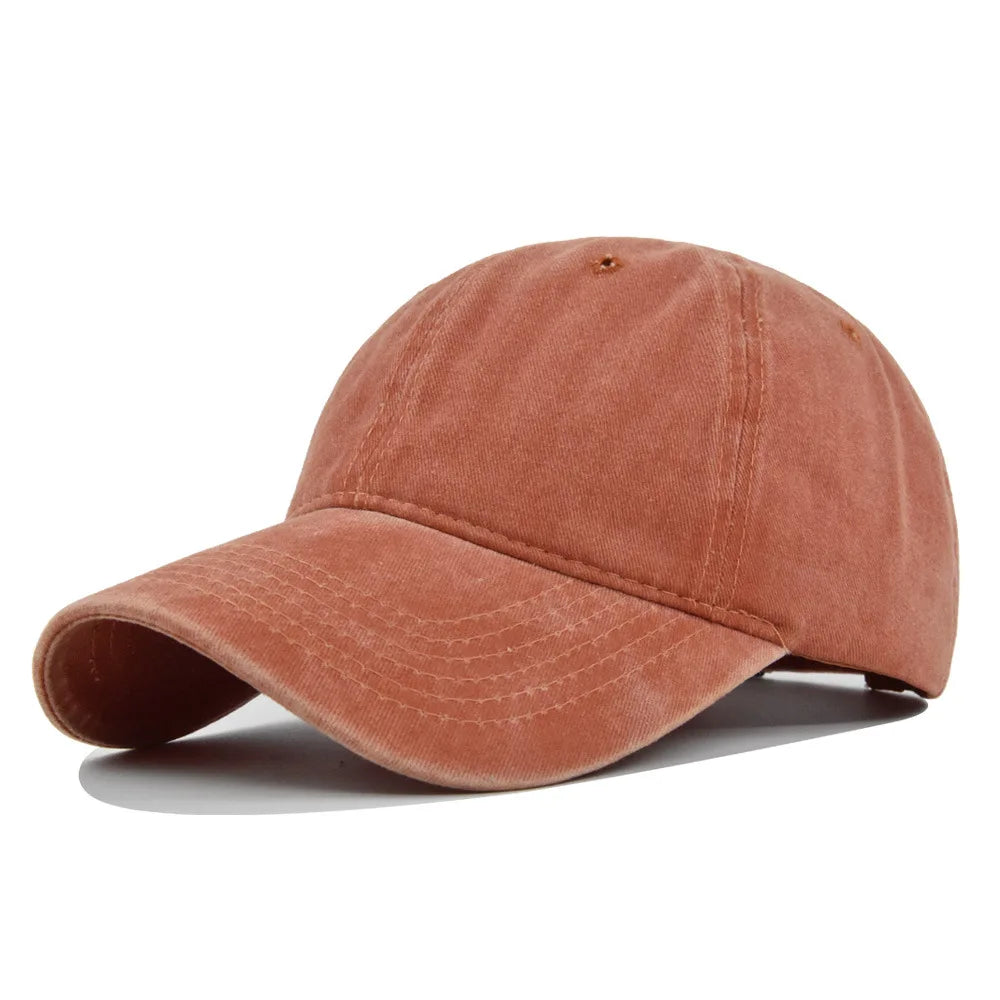 Baseball Snapback Cap – Pure Color Cowboy Hat, Water-Washed Hip Hop Fitted Cap for Men & Women, Spring & Autumn