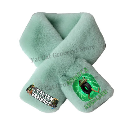 Italian Brainrot Plush Scarf – Kawaii Tralalero Neckerchief for Kids, Boys & Girls, Winter Warm Muffler, Children’s Bandelet Gift