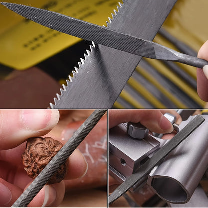 Premium Needle File Set – High-Carbon Steel Files with Non-Slip Ergonomic Handles for Precision Wood, Plastic, and Model Filing