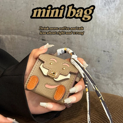 Mini PU Leather Earbud Case Charm - Tiny Handbag Pendant Holder for AirPods, Galaxy Buds & Headphone Accessories