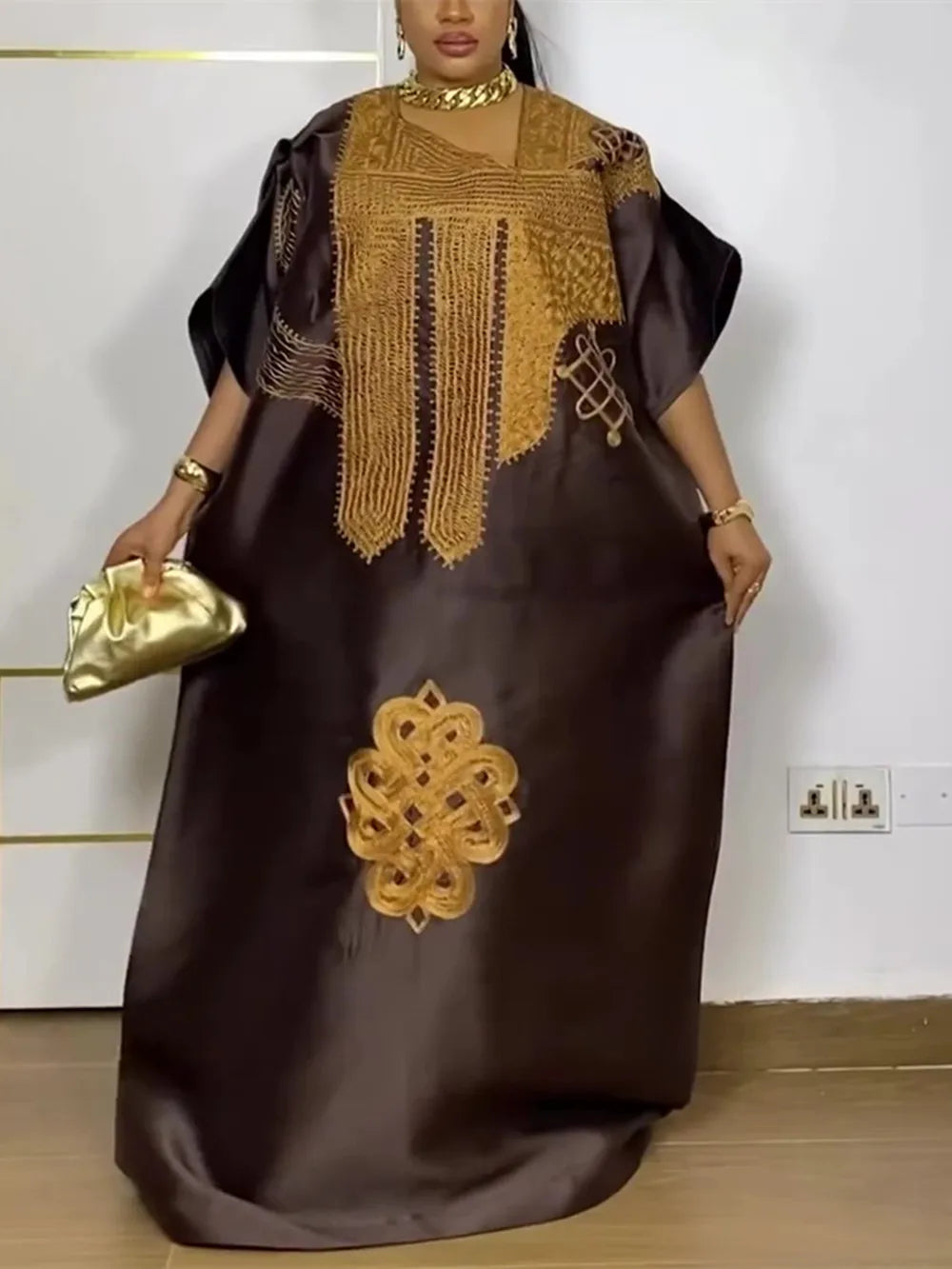 African Dresses for Women - Traditional Dashiki Ankara Embroidered Gown, Abaya & Kaftan Maxi Dress