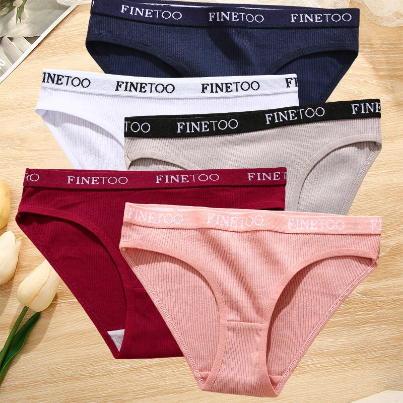 5-Pack Women’s Cotton Panties – Sexy Comfort Briefs with Letter Print & Waistband (M-XXL)