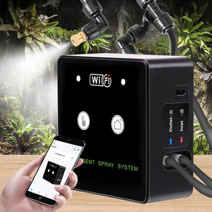 WiFi Automatic Rainforest Mist Sprayer System Kit – Smart Irrigation Timer Humidifier for Reptile Terrarium & Plant Care