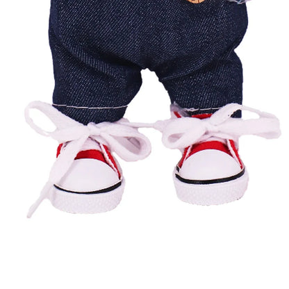 3.8cm Doll Canvas & Leather Shoes for 17cm Labubu Dolls – Cute Doll Clothes Accessories & Gift for Girls