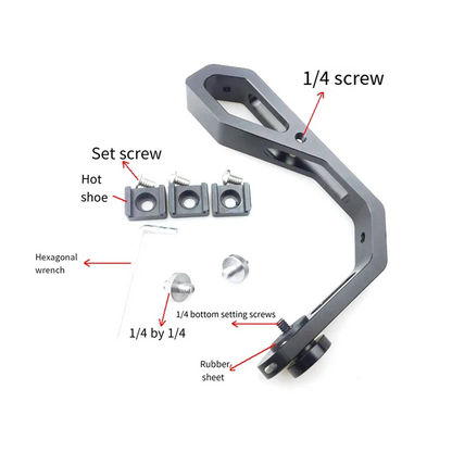 GW-Handle L-Type Camera Mount - Monitor and Microphone Bracket for DJI Ronin S RS 2 RS 3 RS 4 SC and ZHIYUN Gimbals