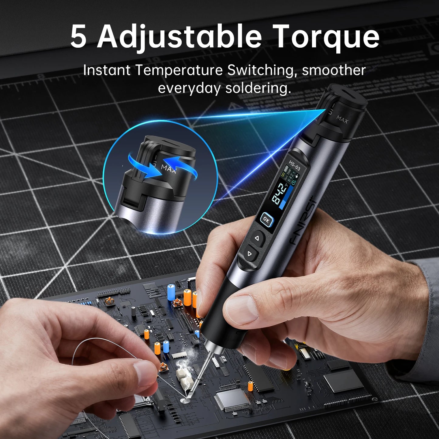 FNIRSI HS-03 Wireless Soldering Iron - Rechargeable 10W Portable Soldering Kit