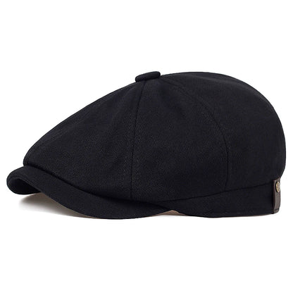 Retro Men’s Newsboy Cap — British Octagonal Herringbone Flat Painter Hat Autumn Winter Hip Hop Beret