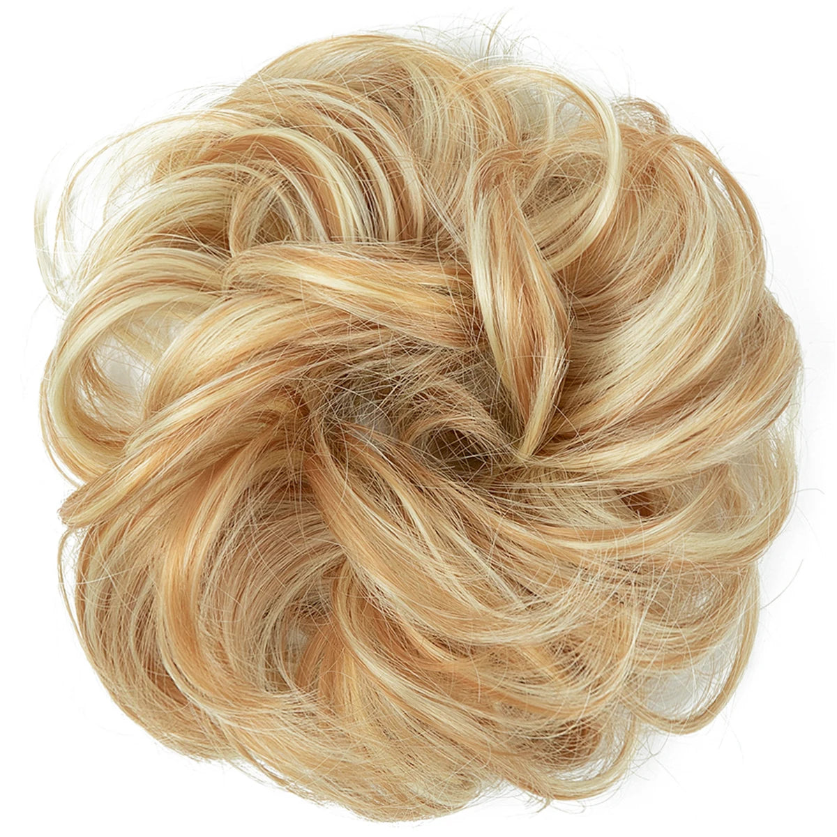 Synthetic Messy Hairpiece Chignon Scrunchie – Blonde & Brown Donut Bun for Women, Elastic Daily Use Hair Extension H9