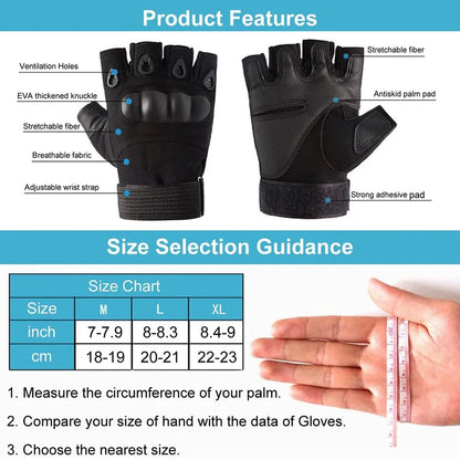 Tactical Half Finger Gloves – Paintball, Airsoft, Combat, Anti-Skid, Full Finger Bicycle Gloves, Protective Gear for Men
