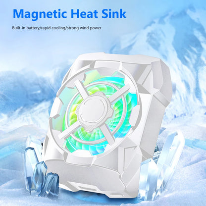 Portable Rechargeable Phone Cooler – Wireless Magnetic Cooling Fan with Blue Light & 3-Speed Adjustable Mobile Heat Radiator