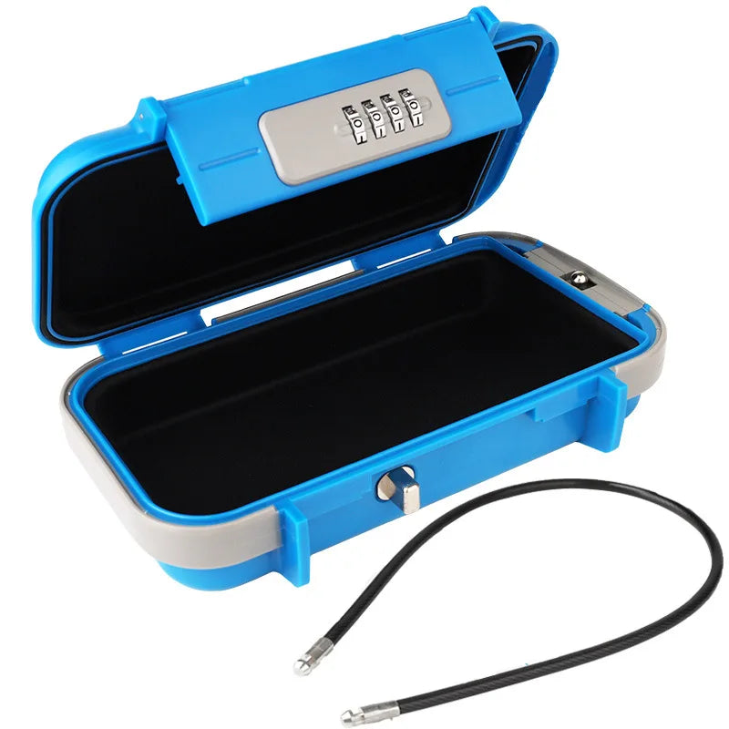 Portable Travel Safe Box – Large Capacity Security Lockbox with Code & Key, Waterproof, Removable Cable Handle
