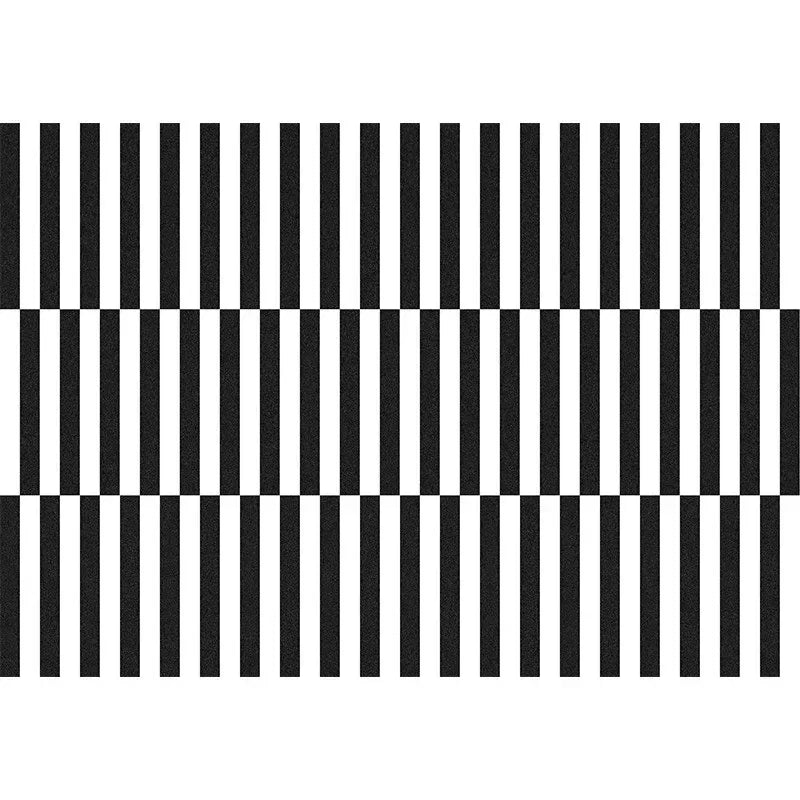 Light Luxury Black & White Plaid Rug — Fluffy Soft Carpet for Bedroom, Living Room, Study, and Home Decor