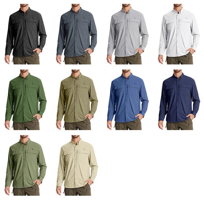 TACVASEN Men's UPF 50+ Sun Protection Fishing Shirt – Quick-Dry Long Sleeve Mesh Hiking & Work Shirt