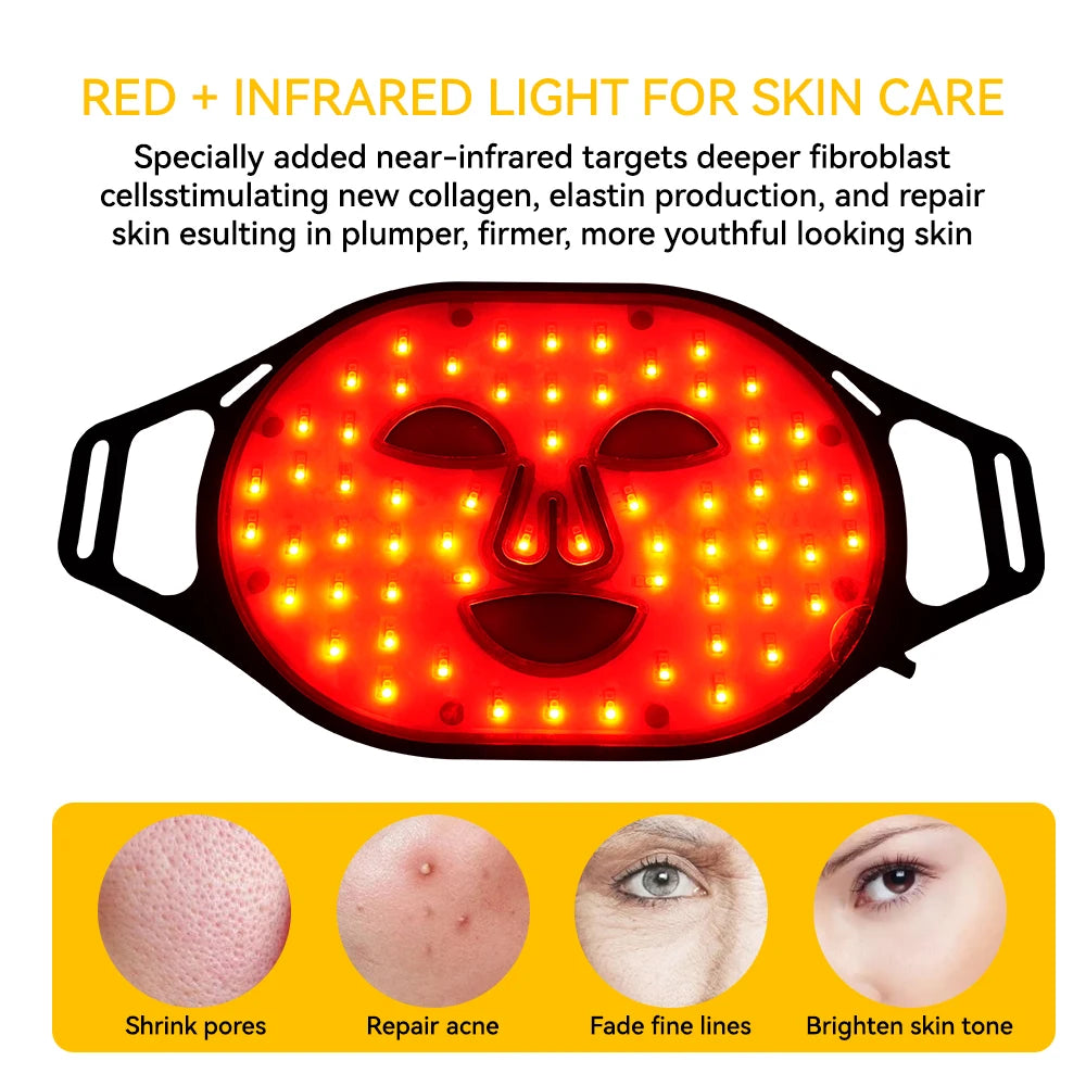 Lescolton Red LED Light Therapy Mask - Infrared Flexible Silicone, 4-Color Anti-Aging Advanced Photon Mask