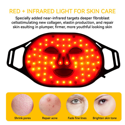Lescolton Red LED Light Therapy Mask - Infrared Flexible Silicone, 4-Color Anti-Aging Advanced Photon Mask