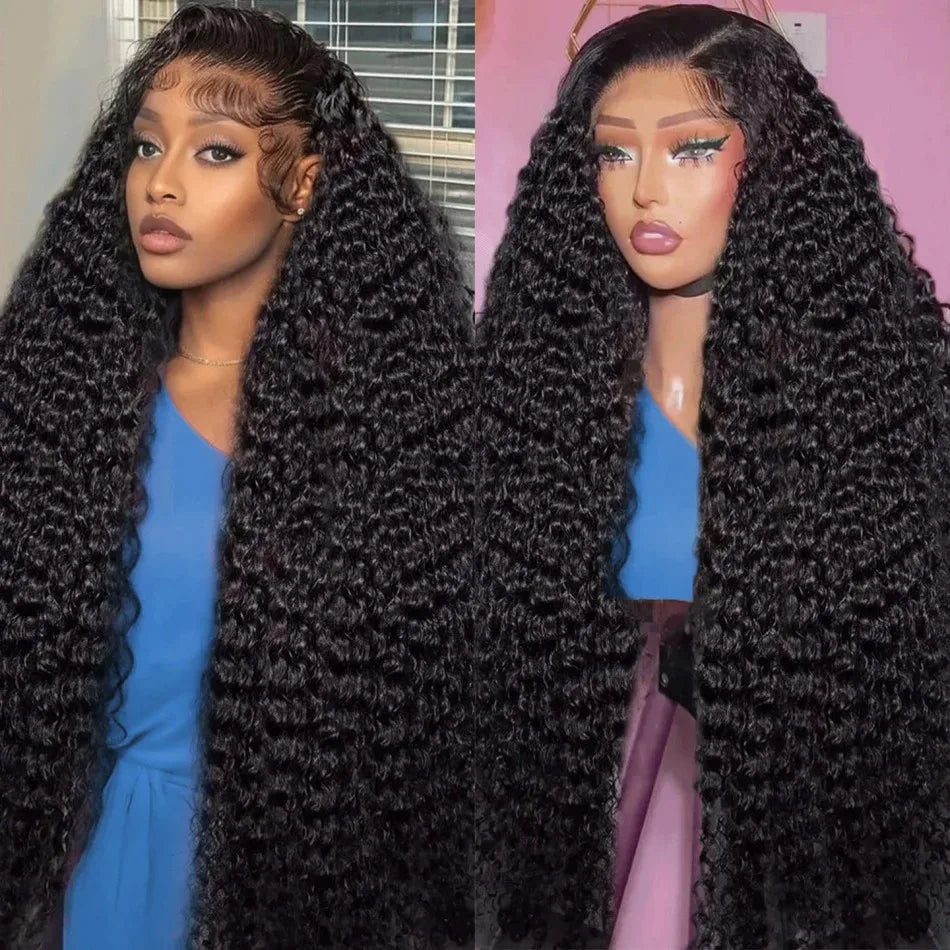 250% Density Deep Wave Lace Front Wig – 13x6 HD Water Wave Curly Frontal, Human Hair for Black Women