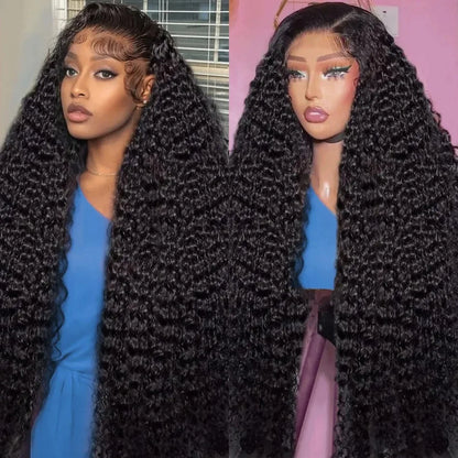 250% Density Deep Wave Lace Front Wig – 13x6 HD Water Wave Curly Frontal, Human Hair for Black Women