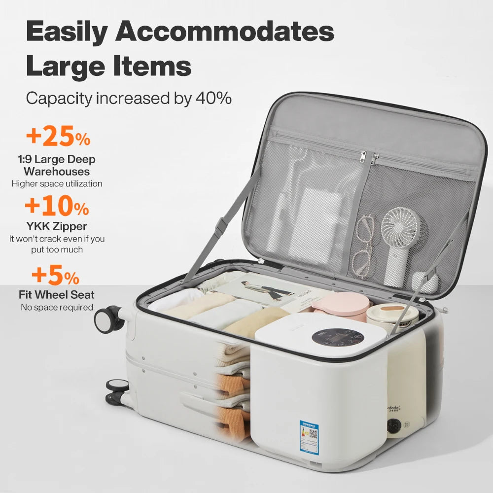 Mixi PC Aluminum Frame Suitcase — Front-Opening Rolling Travel Luggage, 20", 24" & 26" Carry-On M9291