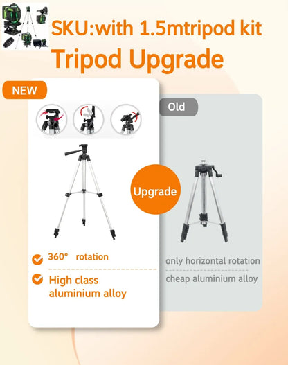 16-Line Green Laser Level — Professional Self-Leveling 360° Tripod Laser Nivel Autonivelant