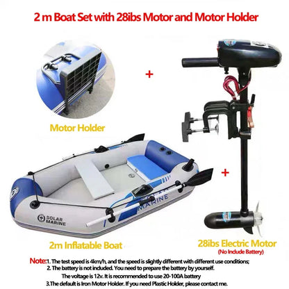 1.75~3.3m Inflatable Boat with Electric Motor – Fishing, Drift Canoeing & River Water Sports for 1-5 Persons