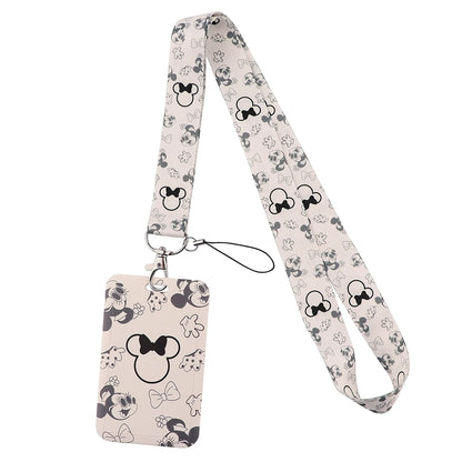 Lilo & Stitch Cute Couples Lanyard – Keychain, ID Badge Holder & Phone Strap with Card Cover Charm Accessories