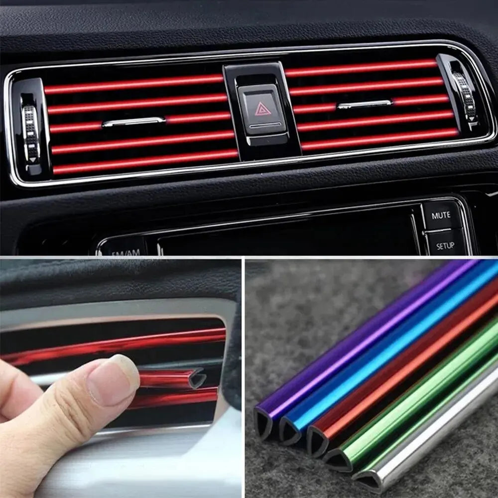 10-Piece Car AC Vent U-Shaped Decorative Trim Strips – 20cm Interior Styling Moulding and Edge Protector Accents