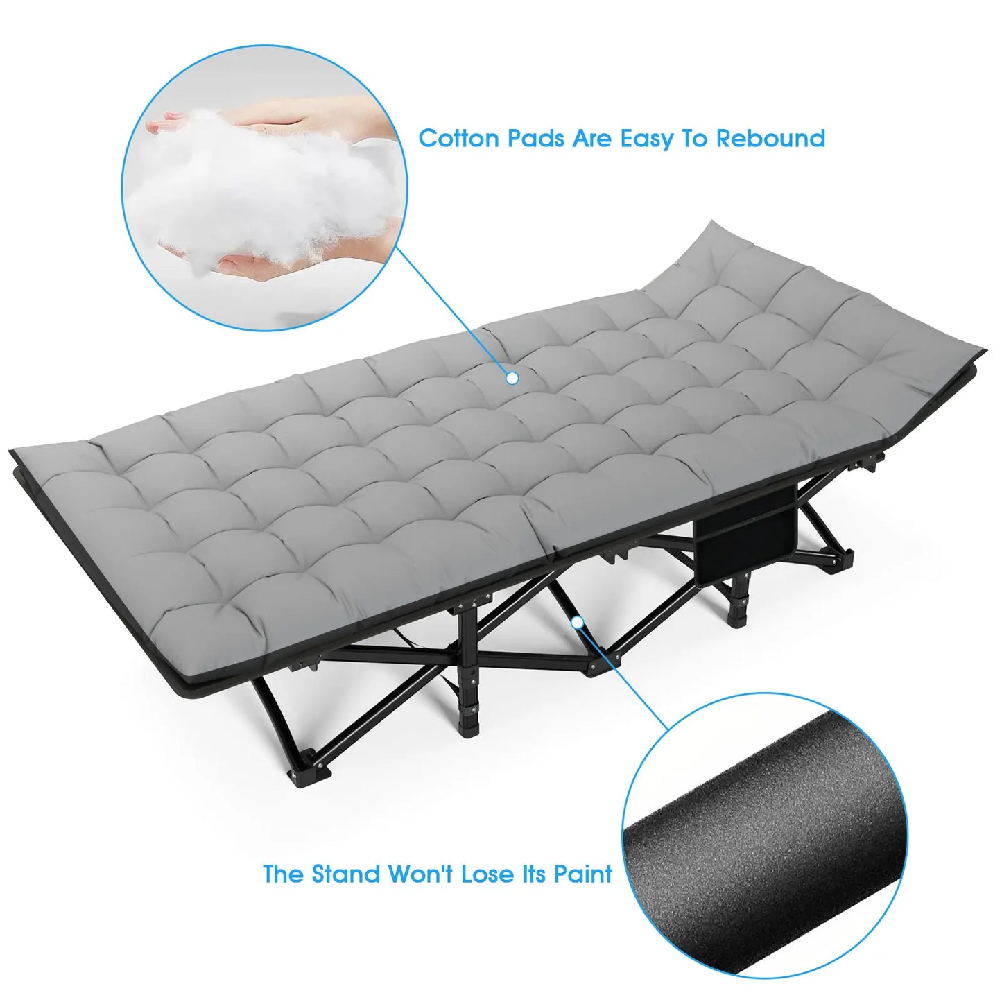 Folding Camping Cot – Portable Heavy Duty Outdoor Bed for Adults, Beach, RV, and Noon Break, 200KG Weight Capacity