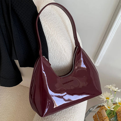 Versatile Women's Patent Leather Tote: Fashion Shoulder Bag, Satchel, and Hobo Bag - Designer Zipper Handbags