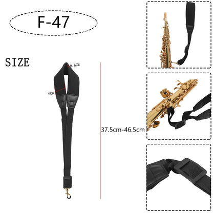 Saxophone Neck Strap - Adjustable Leather Universal Fit for Soprano, Alto, Tenor Sax with Secure Closed Hooks