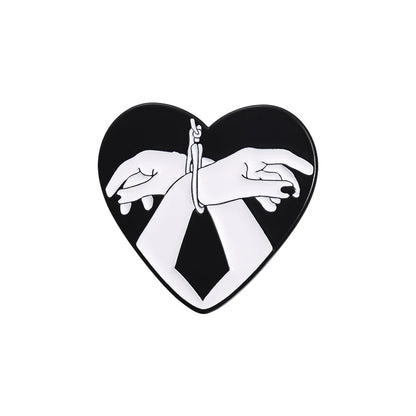 Pink Heart Brain Ghost Enamel Brooch – Gothic Retro Radio & TV Badge, Funny Punk Lapel Pin Jewelry Gift