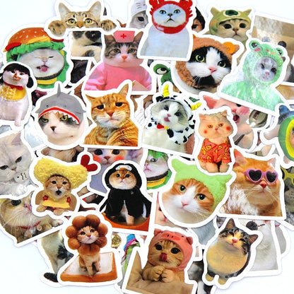 Funny Cartoon Cat Stickers – 100/500/1000-Piece Cute Waterproof-Style Decals for Laptops, Phones, Bikes and Luggage