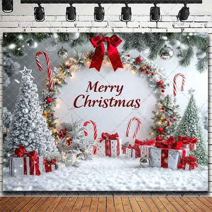Merry Christmas Backdrop 2026 – Santa, Snowman & Xmas Tree Background for Family Party, Baby Shower & Photo Props