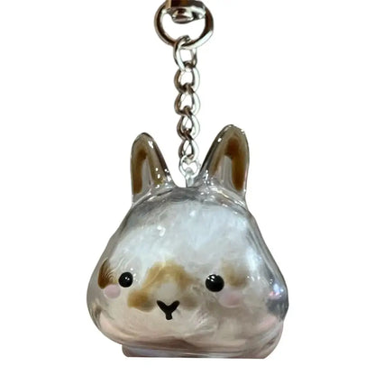 Cute Rabbit-Shaped Transparent Fur Storage Box — Hair & Pet Fur Keychain Capsule
