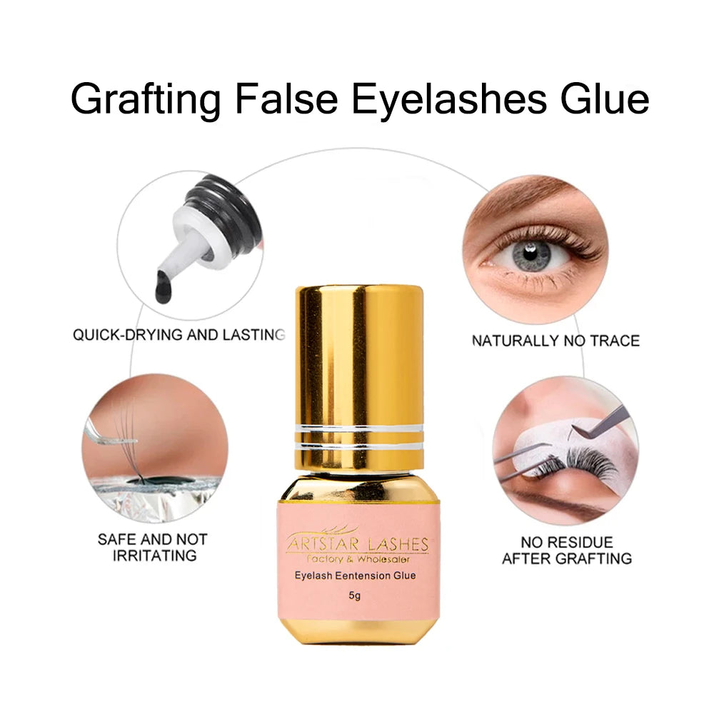 ARTSTAR 5ml Eyelash Extension Glue – Fast-Drying 0.5S/1S/2S Adhesive, Low-Odor, Long-Lasting Lash Glue
