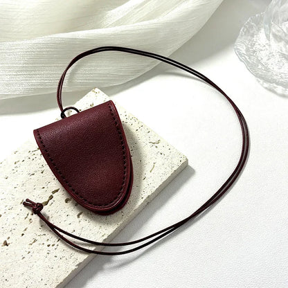Hanging Neck Eyeglasses Storage Bag with Chain – Unisex Leather Sunglasses Case & Portable Key Holder Pendant