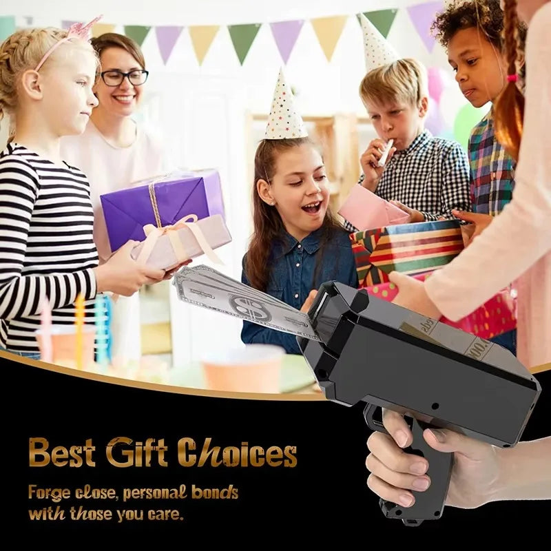 Money Shooting Gun Toy – Funny Party Game Pistol, Paper Banknote Shooter for Kids, Weddings, Birthdays & Party Fun
