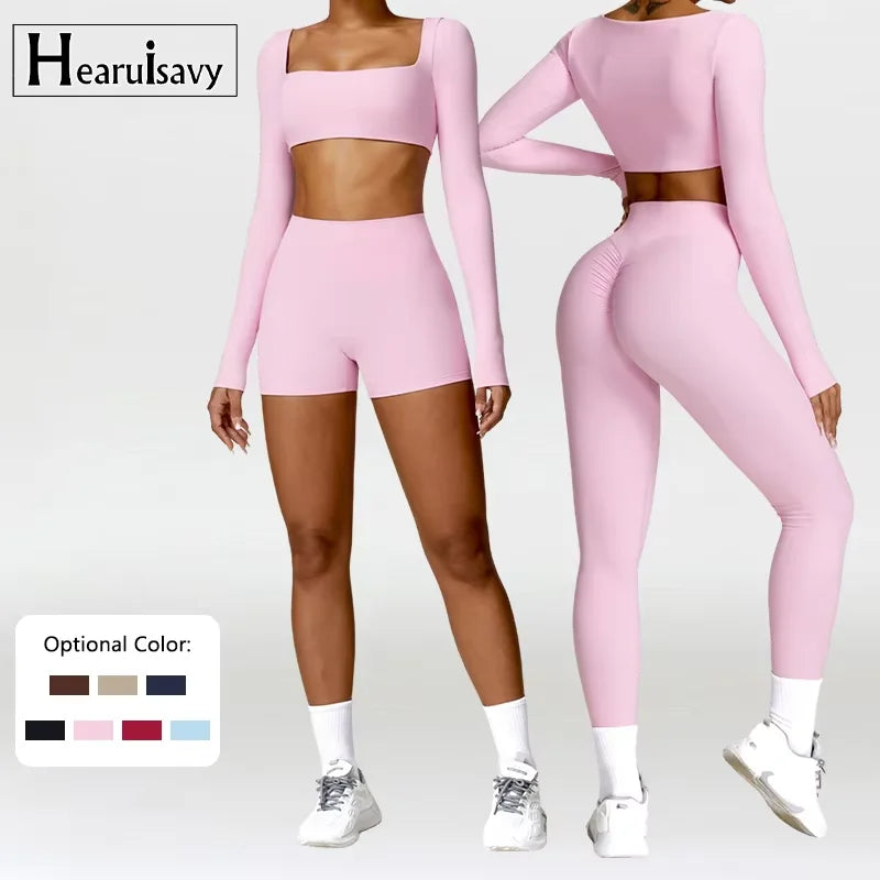 2Pcs Women's Yoga Sports Set - Quick Dry Long Sleeve Workout Tracksuit for Gym & Running