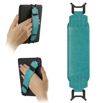 Leather Tablet Hand Strap - Universal Anti-Slip Anti-Drop EReader Holder for Kindle iPad Kobo Lenovo Sony & More