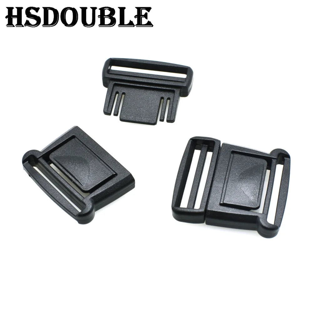 10pcs Black Plastic Center Release Buckle Set – Durable Outdoor Bag & Luggage Fastener Accessories for Travel & Student Bags