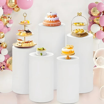 Cylinder Stand Covers - 5PCS/3PCS Elastic Fabric Decor Sleeves for Wedding, Party & Baby Shower Events