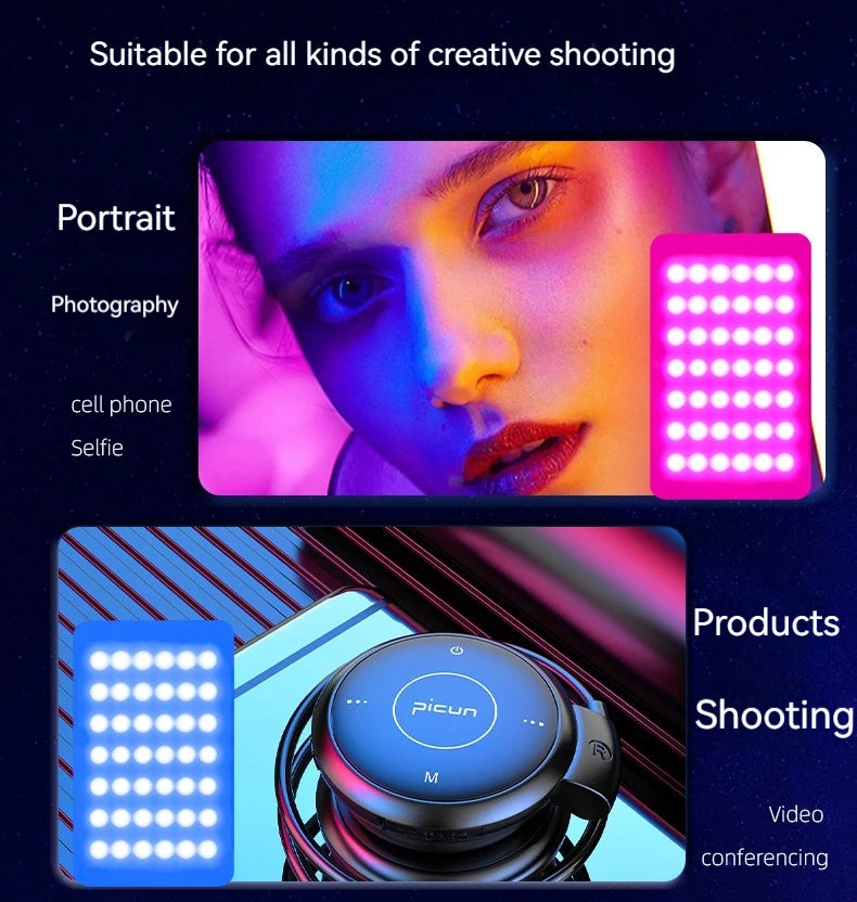 Mini Rechargeable M140 RGB Camera Fill Light - Portable LED Selfie & Live Broadcast Light for Mobile Photography