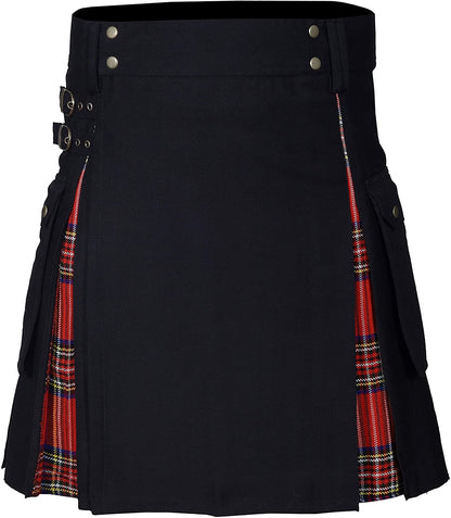Men's Utility Kilt – 100% Cotton Jeans Hybrid with Modern Box Pleated Tartan, Traditional Design